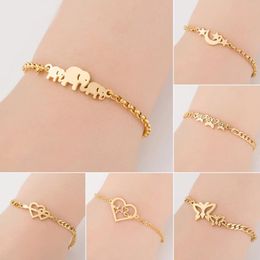 Sexy Stainless Steel Bracelets Fashion Trend Bohemia Chain Elephant Butterfly star moon Loves Bracelet For Women Jewellery Gifts