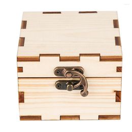 Watch Boxes Wooden Gift Box Square Lock Nature Gifts Bronze Horn Jewelry Wristwatch Storage