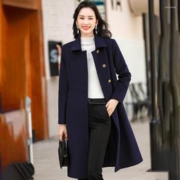 Women's Suits Woollen Coat Thick Autumn Winter Slim Medium Long Fashionable Professional Women Jackets Outwear Overcoat Tops Clothes With