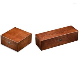 Watch Boxes 2 Pcs Luxury Wooden Box Holder Grids Organizer-Rectangle & Square