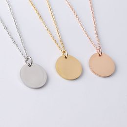 25mm Stainless Steel Round Pendant Necklaces With Chain For Women Men Lover Decor Gold Silver Plated Jewelry