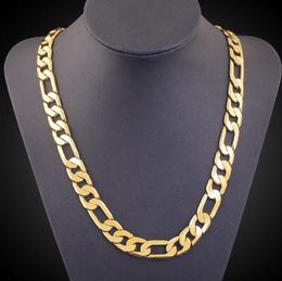 Chains New Heavy 94G 12Mm 24K Yellow Solid Gold Filled Mens Necklace Curb Chain Jewellery Necklaces Pendants