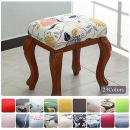 Chair Covers Dressing Stool Cover Elastic Square Seat Stretch Slipcover Protector Removable Printed Dust