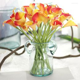 Decorative Flowers 10pcs/lot Artificial Calla Lily PU Real Touch Bride Bouquet Flower Home Party Wedding Decor Wreaths 10 Colors Mix Color