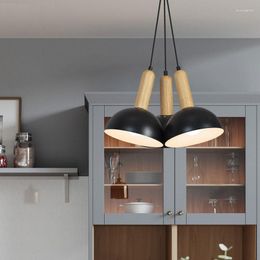 Pendant Lamps Nordic Restaurant LED Lamp Three-head Combination Chandelier Black Dinning Room Lights Bar Living Bedroom E27