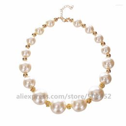 Choker 50pcs/lot Gifts Alloy Metal Temperament Necklace Imitation Big Pearls Beads Lady Fashion Neckless For Woman