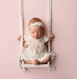 Christening dresses Baby Swing Newborn Photography Props Wooden Chair Babies Furniture Infants Photo Shooting Prop Accessories Fotografia T221014