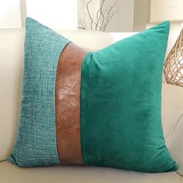 Pillow Patchwork Velvet Cover With PU Striped Case Modern Luxury Decorative Throw Pillows Covers For Couch Sofa Home