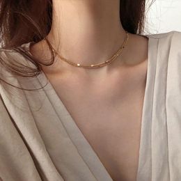 Choker Orgin Summer Minimalist Gold Silver Colour Multilayer Metal Chokers Necklace For Women Korean Fashion Splice Jewellery