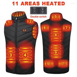 Men's Vests 11 Heated Vest Jacket Fashion Men Women Coat Intelligent USB Electric Heating Thermal Warm Clothes Winter Camping