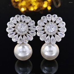 Stud Earrings 2022 Luxury Blossoms Simulated Pearl Earings For Women Anniversary Gift Jewellery Bulk Sell E6479