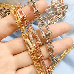 Marke U Form Link Kette Cham Armb￤nder Hip Hop Kupfer Luxus Hufeisendesigner Bling Shining Crystal Diamond Halskette Halskette Armband -Hochzeitsschmuck