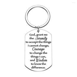 Keychains Christian Religious Keychain Serenity Prayer Gift Sobriety Recovery Gifts For Women Men Teen Boy Girls Key Ring Jewellery Pendant
