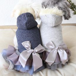 Dog Apparel Lace Pet Clothes Winter Warm Bathrobe Jumpsuits With Hat Pyjamas Thick Coats Clothing For Dogs Cat Yorkie Teddy