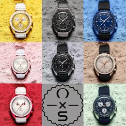 Monde Watch Automatic Quarz Watch Bioceramic Herren Uhren hochwertige wasserdichte leuchtende Chronographie -Leder -Gurt -Armbanduhr mit Kasten