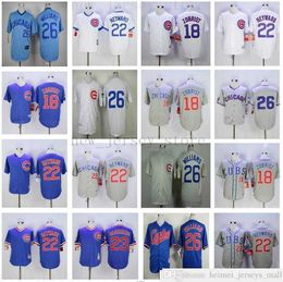 2019th Mens Women Youth Baseball Jerseys Stitched 18 Ben Zobrist 22 Jason Heyward 26 Billy Williams Jersey Kids white blue Grey grey