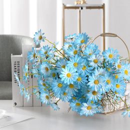 Decorative Flowers Daisy Artificial Multicolor Mini Diy Decoration Long Branch Bouquets Chamomile Wedding Garden Silk Simulate Fake Plants