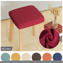 Chair Covers Stretch Non-Slip Stool Slipcover Kitchen Dining Seat Protector Slipcovers Solid Colour Pleated Wedding Banquet Cover