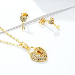Necklace Earrings Set & Fashion Jewellery Key Stud Link Chain Lock Pendant Heart 1 Pcss/lots Statement Couple For Women
