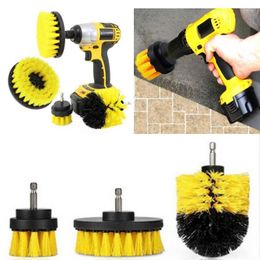 Car Sponge 3Pcs/Set Power Scrubber Brush Kit Plastic Round Cleaning For Tires Carpet Glass Nylon Brushes Tool