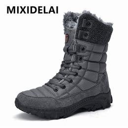 Çizmeler Erkekler Kış Kar Süper Sıcak Yürüyüş Yüksek Kaliteli Su Geçirmez Deri Üst Büyük Boy Açık Sneakers 221022
