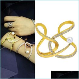 Bangle Bangle Bracelets For Women Natural Stone Crystal With Pearl Bangles Pseira Fashion Jewellery Couples Christmas Drop Delivery 202 Dhqq2
