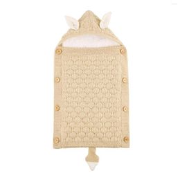 Stroller Parts The Baby Sleeping Bag In Europe And America Knitted Buttons Plus Velvet Warm Mini Ears Small Tail Bag.