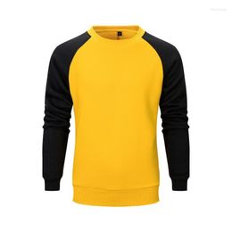 Herren Hoodies Herren Sweatshirts Pullover Sweatshirt O-Ausschnitt Colorblock European American Lose Hip-Hop Langarm Plus Size Kleidung