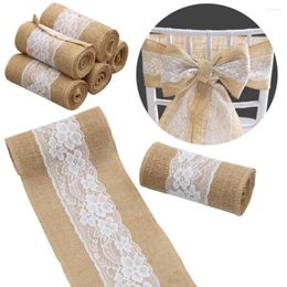 Chair Covers Vintage Jute Burlap Ribbon Linen Lace Sashes Knot Tie Bow DIY Crafts Gift Packing For Wedding Christmas Party Decoration