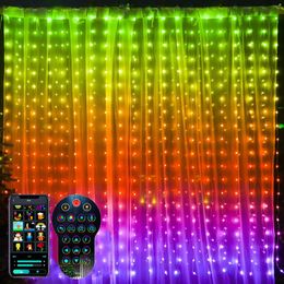 Strings RGB Smart Curtain Lights DIY LED String Fairy Garland Lamp For Bedroom Navidad Christmas Decoration Garden Party Outdoor