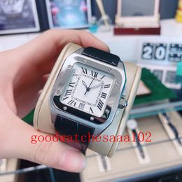 best-selling Men's Watches new version White Dial Automatic Mechanical Transparent Leather Strap Bands Fashion Mens Watch Wristwatches