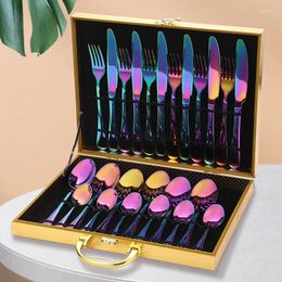 Dinnerware Sets Luxury Simple Cutlery Set Fashion Stainless Steel Gold Rose 24 Piece Juegos De Vajilla Home Decoration EC50CJ