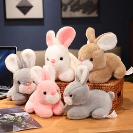 Simulation Fluffy Rabbit Plush Toy Soft Doll Cute Bunny Animal Sweet Lifelike Birthday Gift Model Decor for Children