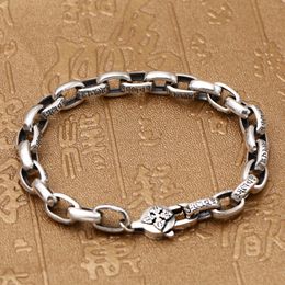 Solid 925 Sterling silver Link Paper Chain Bracelets Letter Antique Vintage Punk Handmade Fashion Luxury Jewelry Accessories Gifts