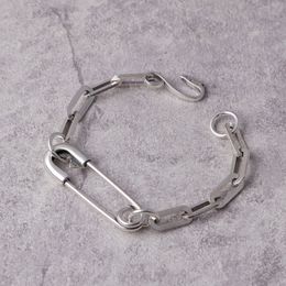 Solid 925 Sterling silver Link Chain Bracelets Clip Charm Antique Vintage Punk Handmade Fashion Luxury Jewellery Accessories Gifts