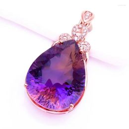 Chains 585 Purple Gold Plated 14K Rose Luxury Water Drop Yellow Gemstone Necklaces Elegant Pendant Chain Wedding Jewelry