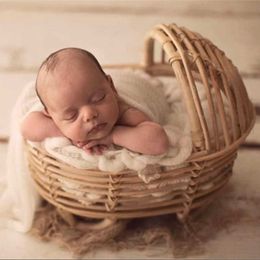 Sukienki chrzcowe Noworodka Ratan Rattan Bedee Bassinet for Baby noworodka studio strzelanie do fotografii Fotografia Akcesoria dla niemowląt T221014