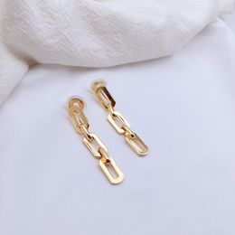 Backs Earrings Simple Ear Cip Without Pierced Female Metallic Cold Wind Suitable For Round Face Long Chain