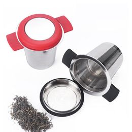 Stainless Steel Reusable Tea Infuser Basket Fine Mesh Tea Strainer With Handles Lid Tea Coffee Philtres LX5212