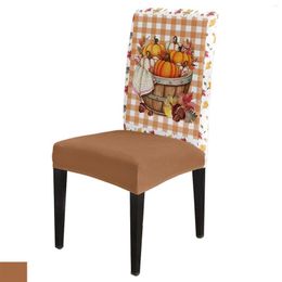 Chair Covers Thanksgiving Day Fallen Leaves Pumpkin Pine Nuts Cover Dining Spandex Stretch Seat Home Office Desk Case Set