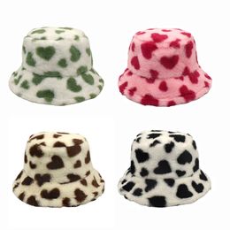 Bucket Hat Heart Fluff Fisherman Hat Men And Women Winter Warm Hats Cap Adjustable