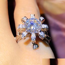 Wedding Rings Wedding Rings Gorgeous Elegant Ladys Finger Ring For Bright Crystal Jewelry Party Noble Women Delicate Design Accessor Dhm7E