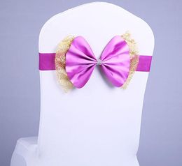 Bowknot Wedding Chair Cover Sashes Elastic Spandex Bow Chair Band With Buckle For Weddings Banquet Party Decoration Accessories RRE15379