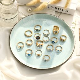 European and American Fashion Gold-Plated Painting Oil Devil's Eye Ring Socialite Street Shot Stylish Opening Ring Female
