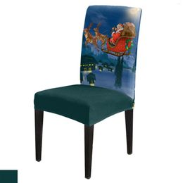 Chair Covers Christmas Elk Santa Claus Festivals Celebrations Cover Dining Spandex Stretch Seat Home Office Desk Case Set