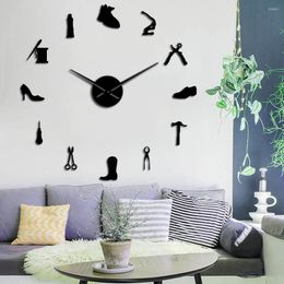 Wall Clocks Shoe Repair Art DIY Giant Clock Cobbler Frameless Large Silent Watch Store Archer Shoemaker Gift Room Decor
