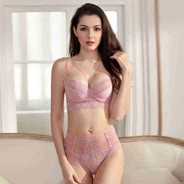 Bras Sets Ultrathin Women Bra Set Push Up Strappy Bra Sexy Lace Trim Underwired Unlined High-Rise Panties Underwear Women Lingerie T220907