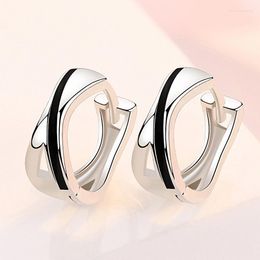 Hoop Earrings LByzHan 925 Sterling Silver Earring Black Pattern For Women Fashion Korea Jewellery