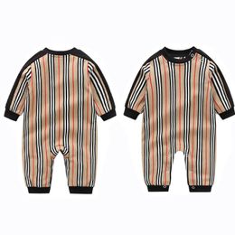 طفل رومبير ملابس الطفل رومب الربيع الخريف القطن الشريط stripe الأطفال مصمم ملابس الرضي