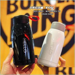 Water Bottles 450Ml Men Women Cup Simple Stainless Steel Vacuum Tumbler Hello English Letter Water Bottle Drop Delivery 2022 Home Gar Dhqg8